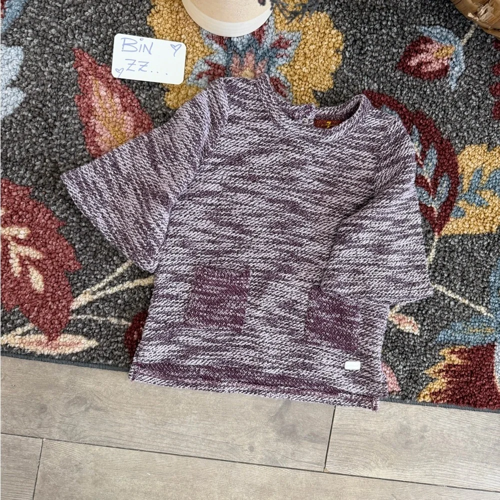 Kids Marled Purple Knit Short-Sleeve Top